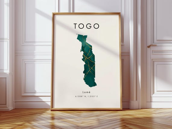 Togo Map Poster, Africa Geography Travel Poster