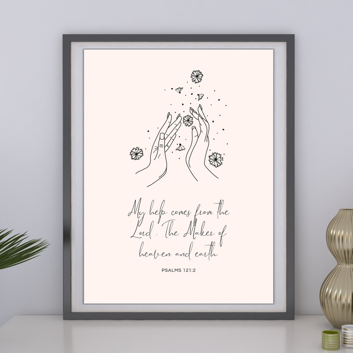 Psalms 121 2 My Help Comes from the Lord Floral Faith Poster - Image 2