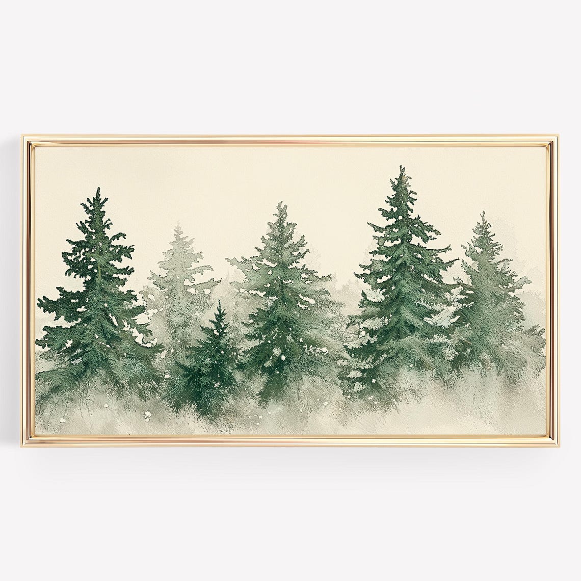Winter Green Pine Trees Watercolor Minimalist Forest Nature Poster - Image 4