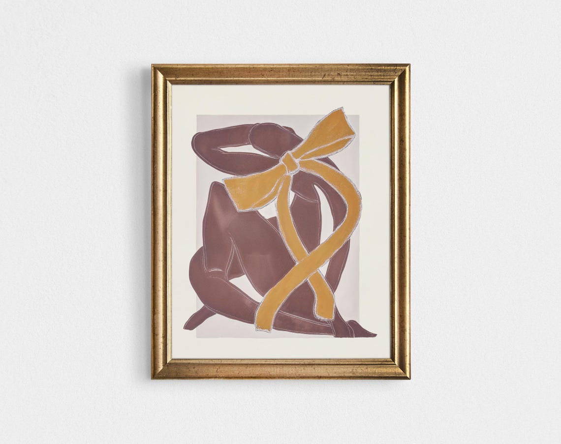 Matisse Style Abstract Woman with Gold Bow Modern Art Poster - Image 3