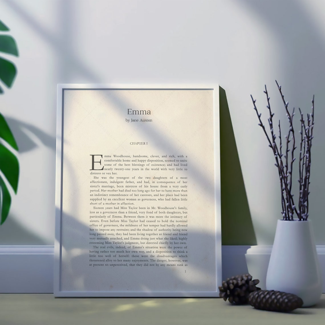 Emma By Jane Austen Chapter One First Page Classic Novel Art Print - Image 2