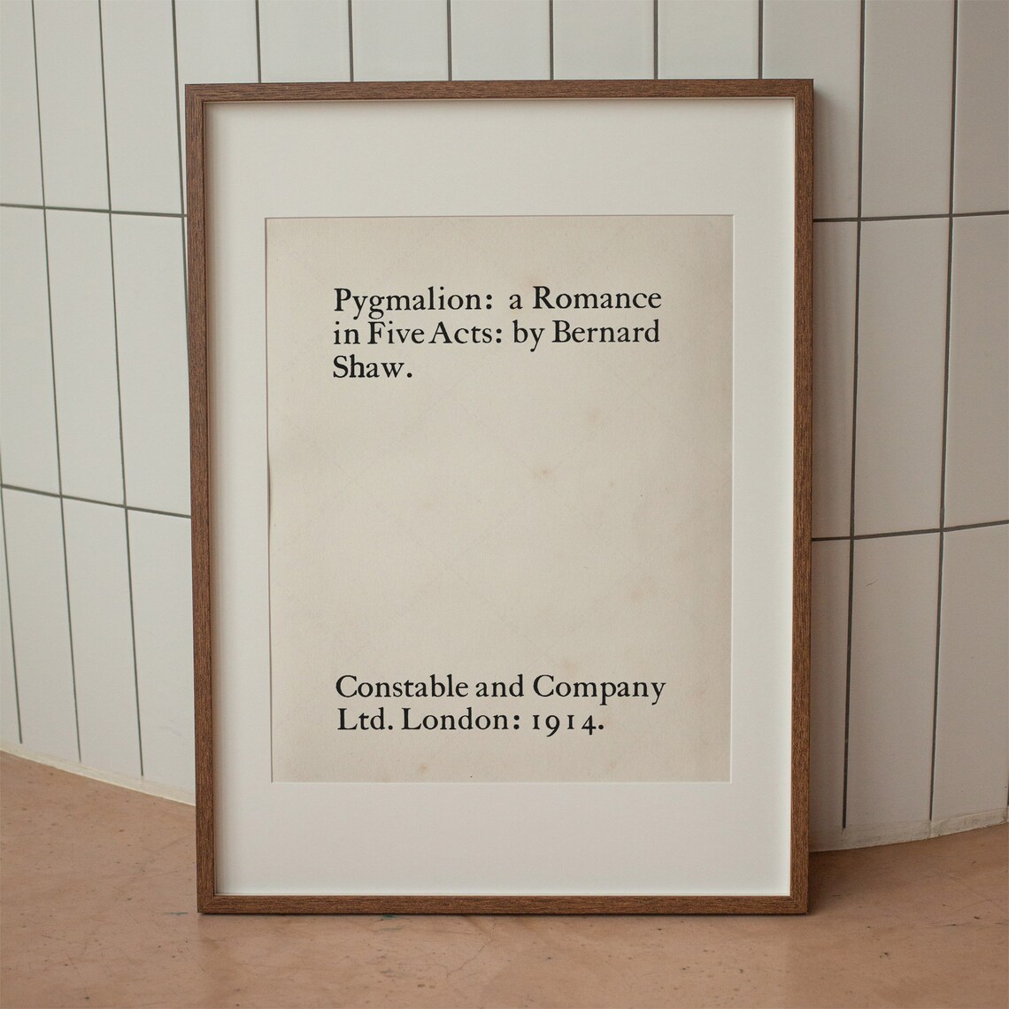 Bernard Shaw Pygmalion A Romance In Five Acts 1914 Title Page Art Poster - Image 2