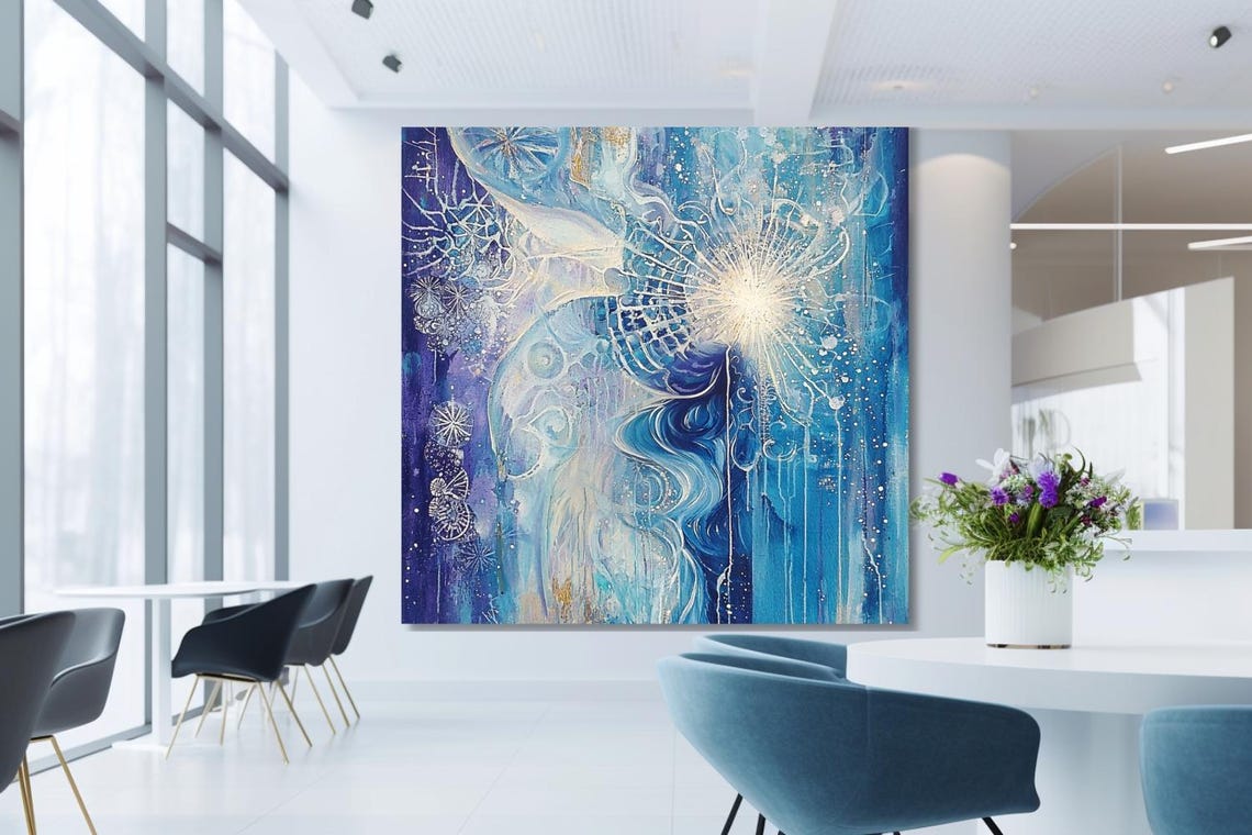 Blue Transformation Celestial Swirl Abstract Contemporary Art Poster - Image 3
