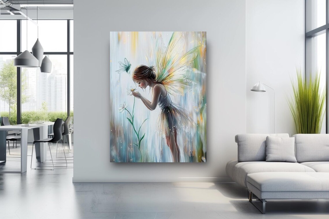 Flower Fairy Girl Smelling Flowers In The Rain Fantasy Poster