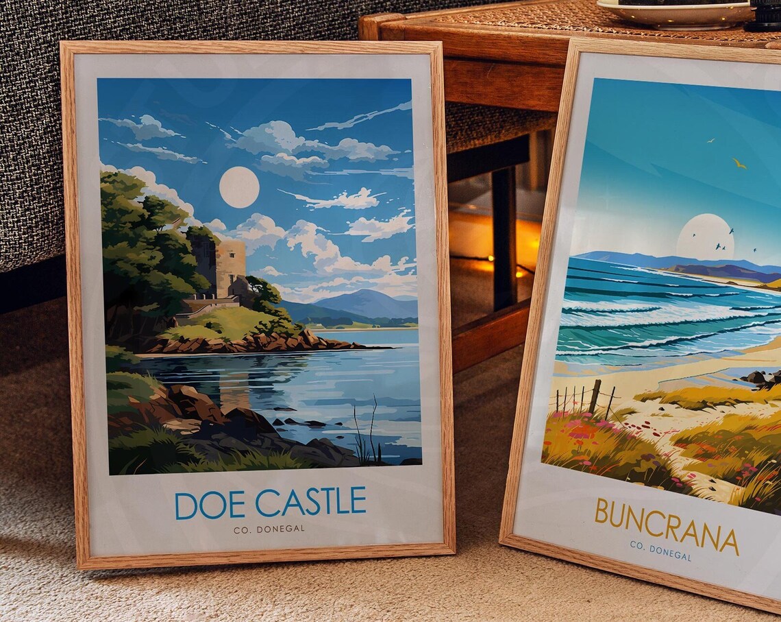 Doe Castle County Donegal Ireland Lakeside Ruin Travel Poster - Image 2