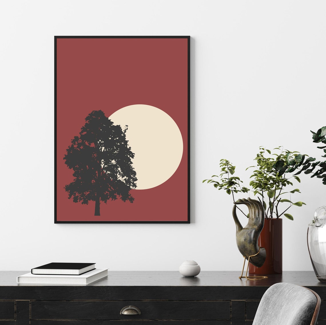 Tree Print Red Print Wall Art Wall Art Print Red Wall Art Minimalist Print Wall Art Tree Wall Art Scandinavian - Image 3