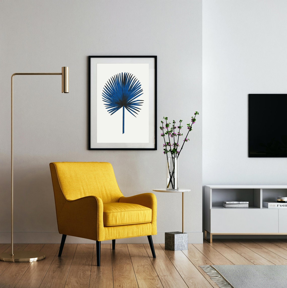 Blue Botanical Leaf Art Print - Image 3