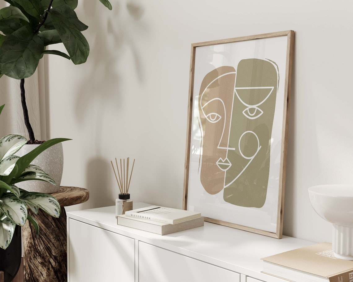 Wall Art Print Face Print Abstract Print Boho Green Print Line Art Print Boho Boho Wall Art Line Art - Image 4