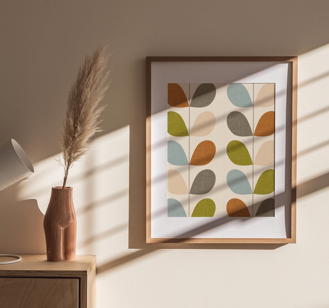 Mid Century Leaf Print, Retro Minimalist Style - Image 4