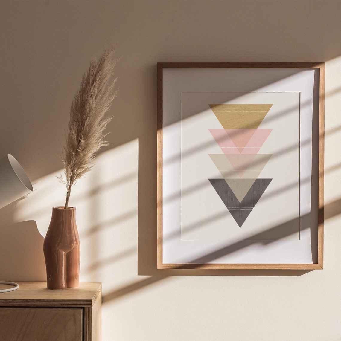 Geometric Print Pink Print Wall Art Print Instant Prints Abstract Art Pink Wall Art Triangle Print Wall Art - Image 2