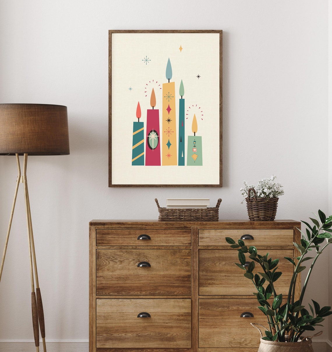 Christmas Candles, Mid Century Modern Art Print - Image 3