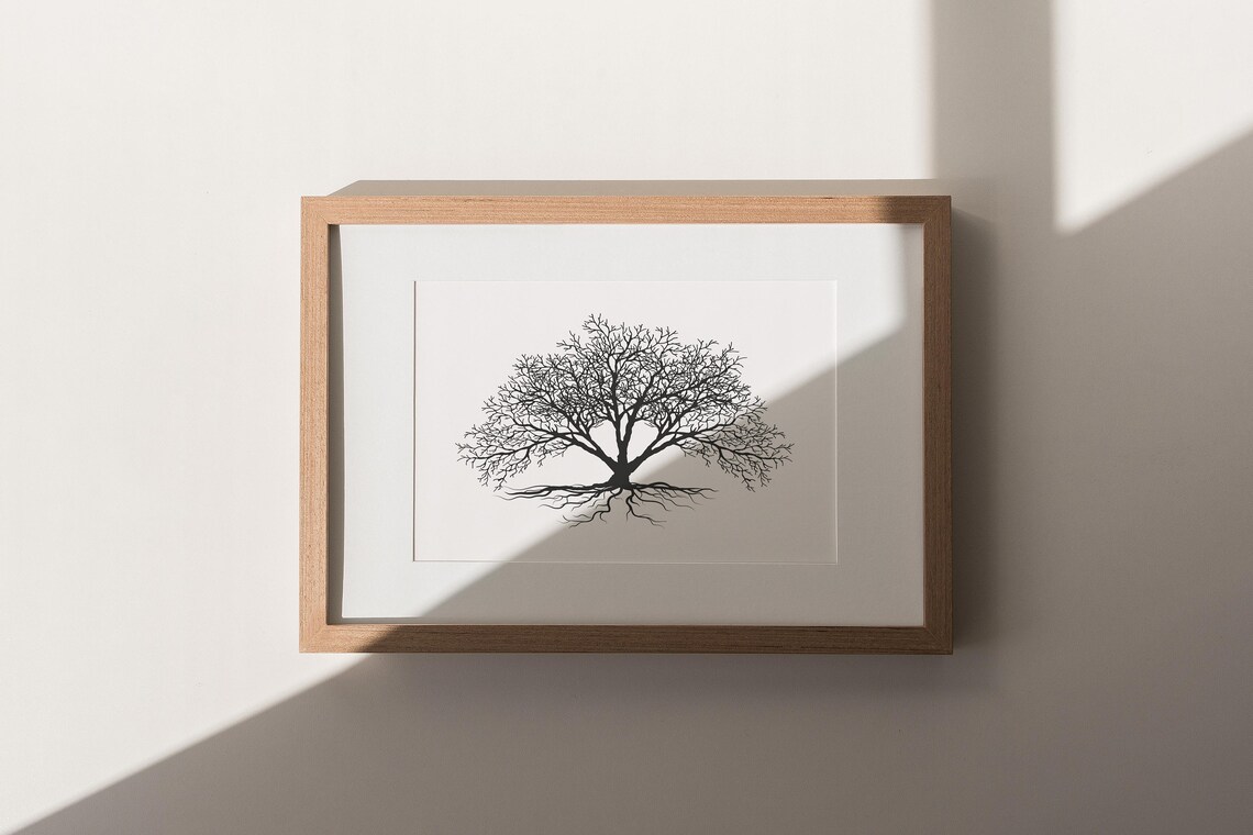 Minimalist Tree Wall Art Print, Black and White - Image 2