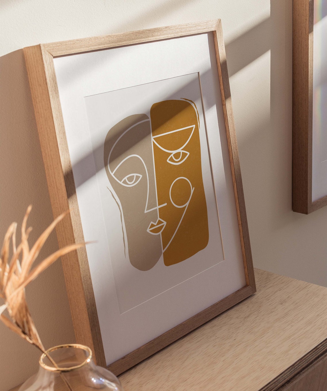 Boho Yellow Print Face Print Wall Art Print Mustard Print Line Art Print Boho Wall Art Abstract Print Wall Art - Image 3