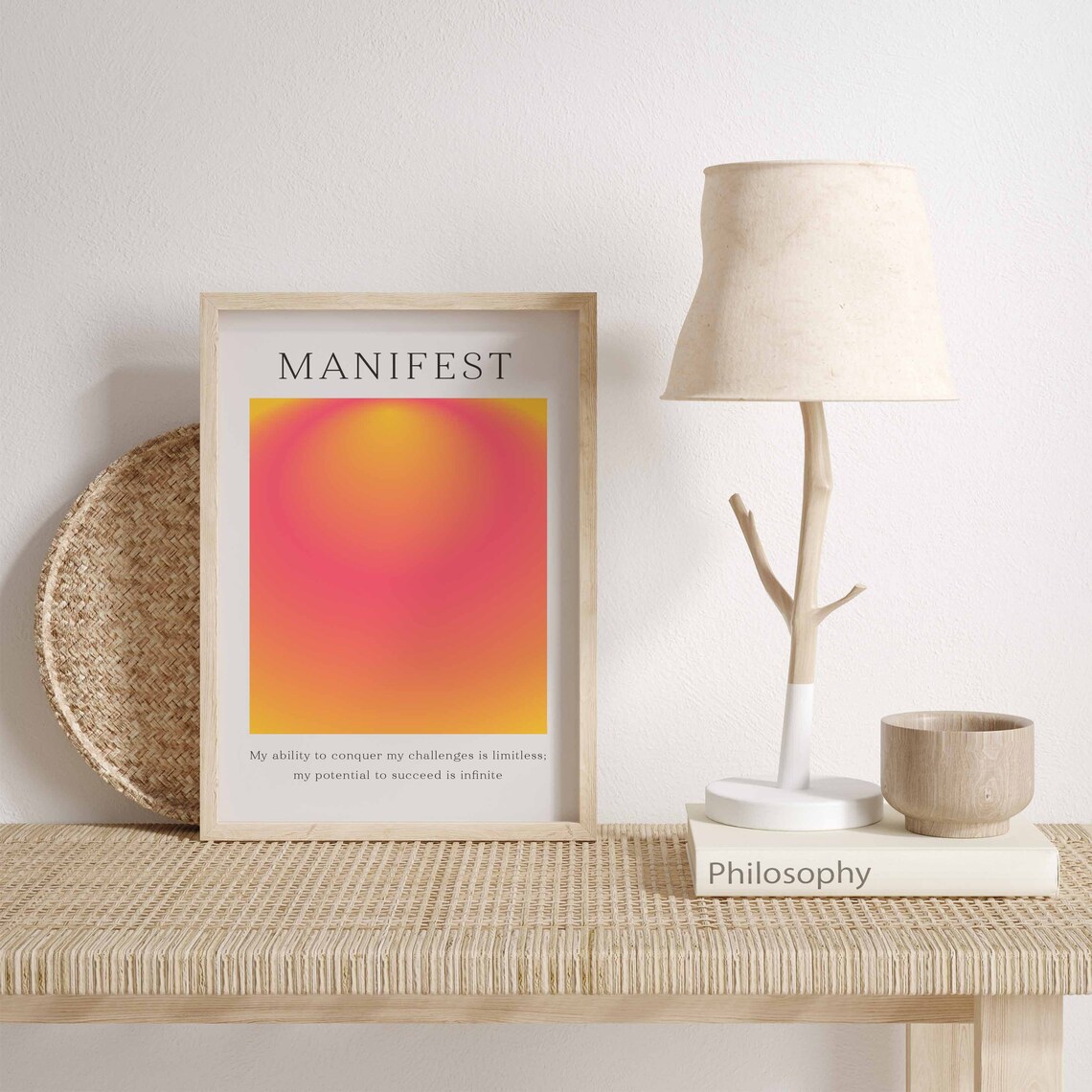 Manifest Positive Affirmation Pink Orange Gradient Aura Poster - Image 2