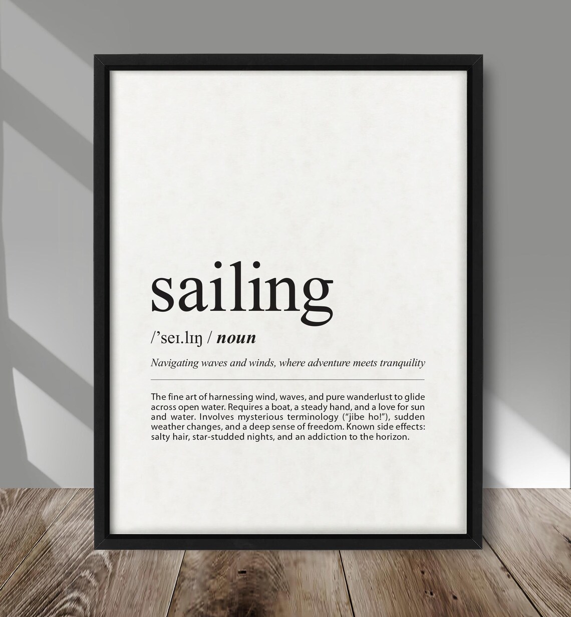 Sailing Dictionary Definition Typography Poster Adventure Tranquility Gift