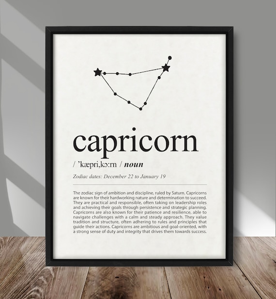 Capricorn Definition Poster Print, Zodiac Sign Art