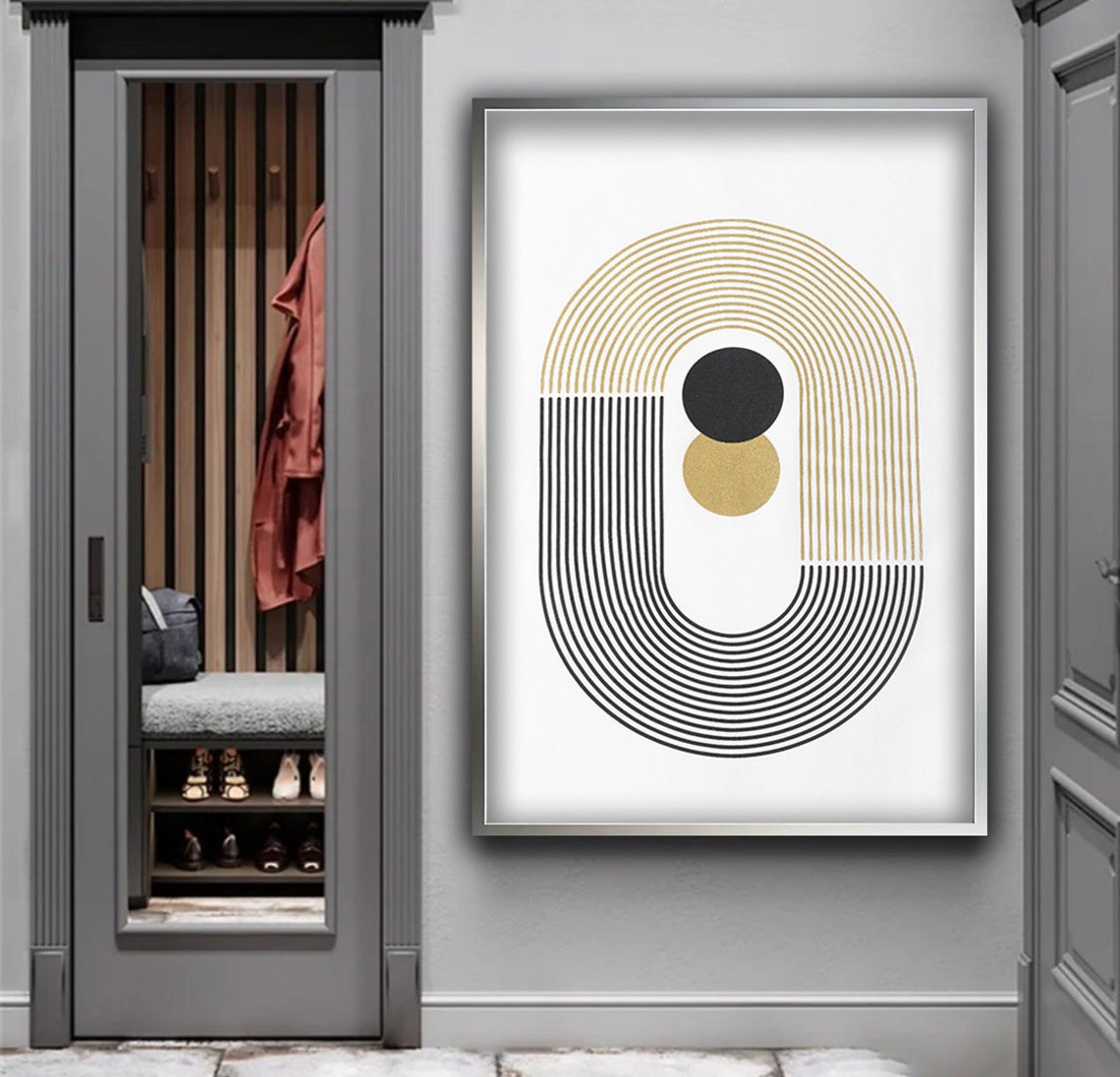 Mid Century Poster Geometric Wall Art Design Boho Wall Decor Abstract Art Wall Bohemian Style Neutral Modern Wall Art - Image 5
