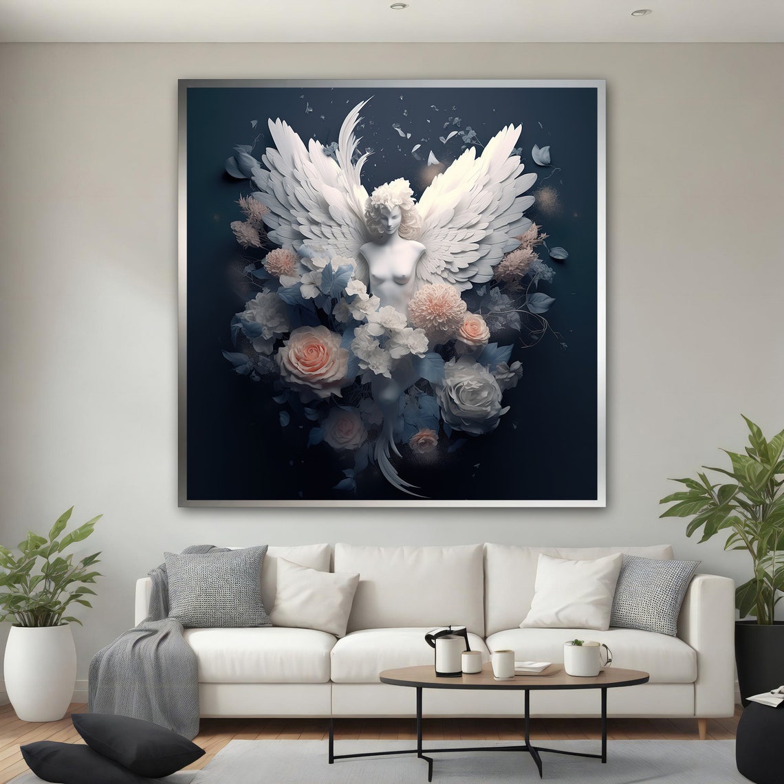 Modern White Angel Painting Modern Angel Beautiful Angel Art Spiritual Wall Art Angel Girl Ccanvas Painting - Image 3