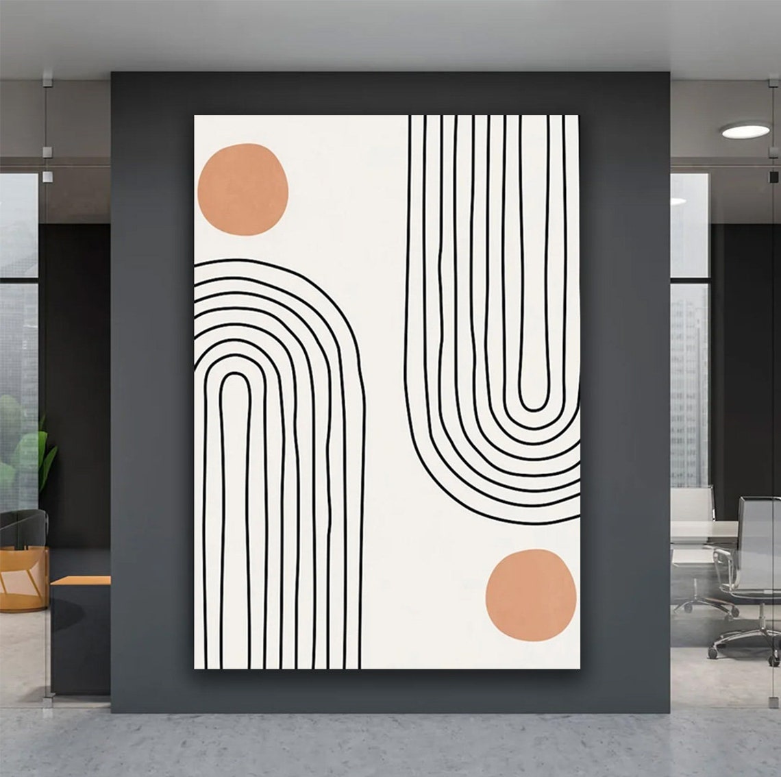 Boho Terracotta Circles and Black Line Arches Minimal Wall Poster