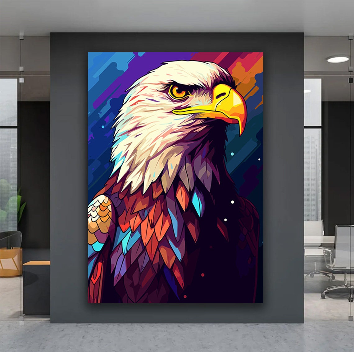 Colorful Bald Eagle Geometric Portrait Bold Bird Wildlife Art Poster - Image 5