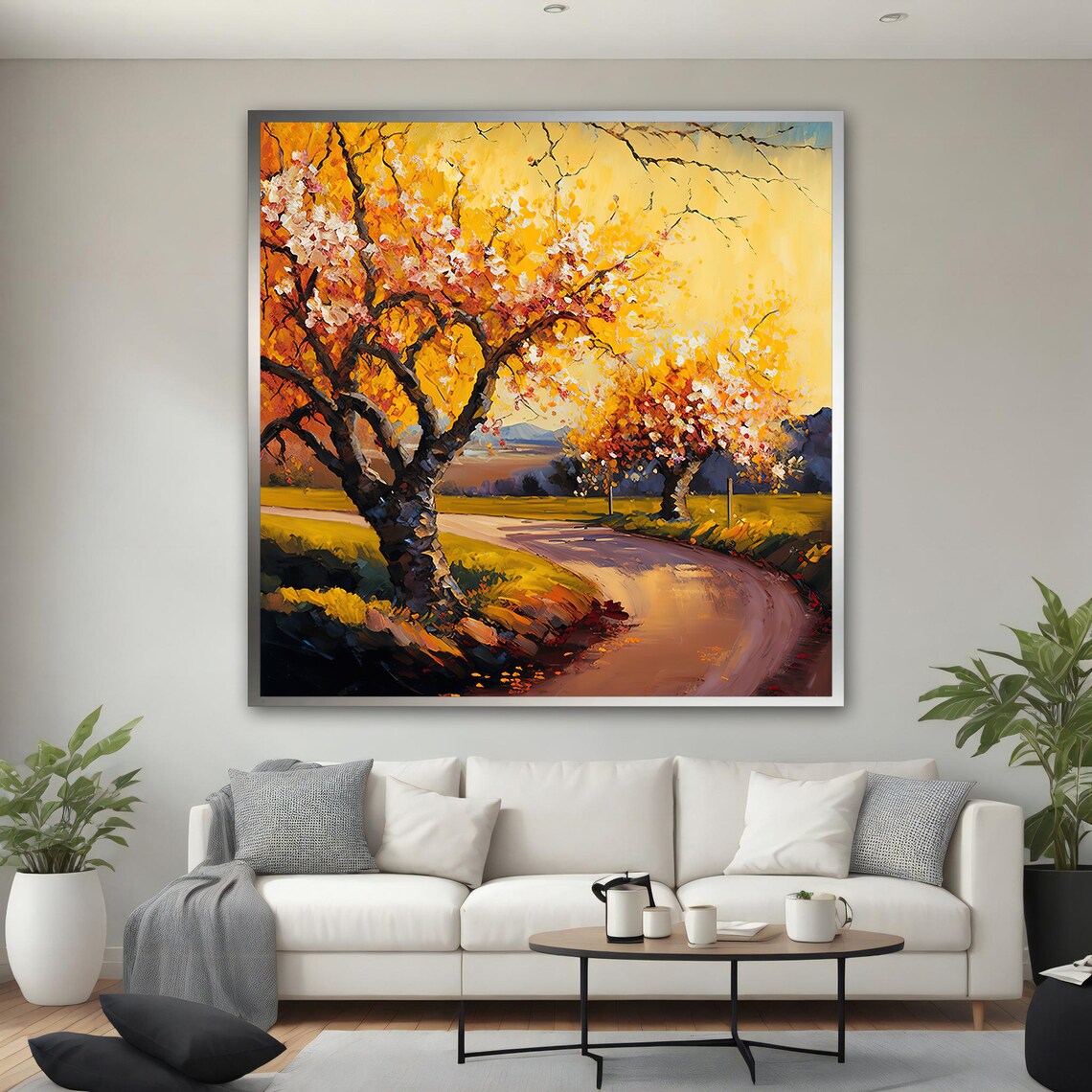 Tree Abstract Pink Colorful Painting, Autumn Decor - Image 3