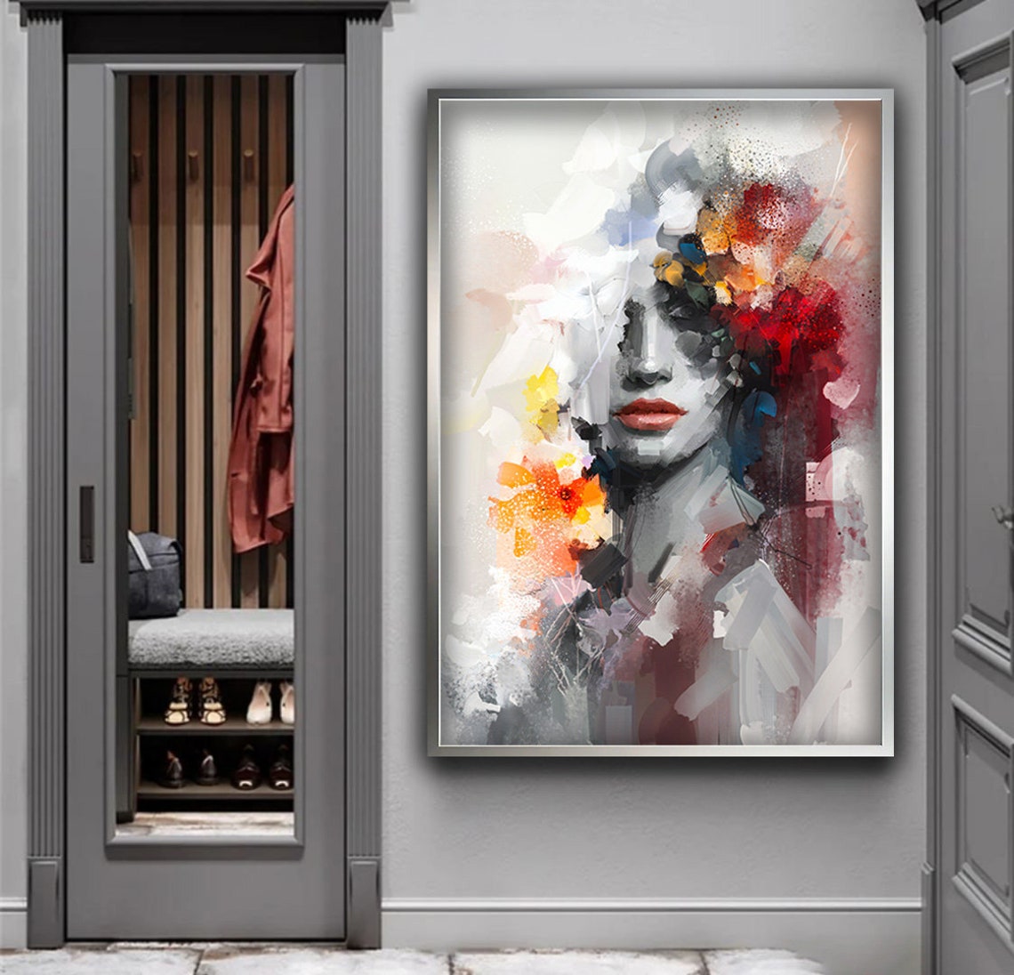 Abstract Woman Print Colorful Woman Portrait Art Colorful Abstract Woman Painting Feminine Woman Wall Decor - Image 5