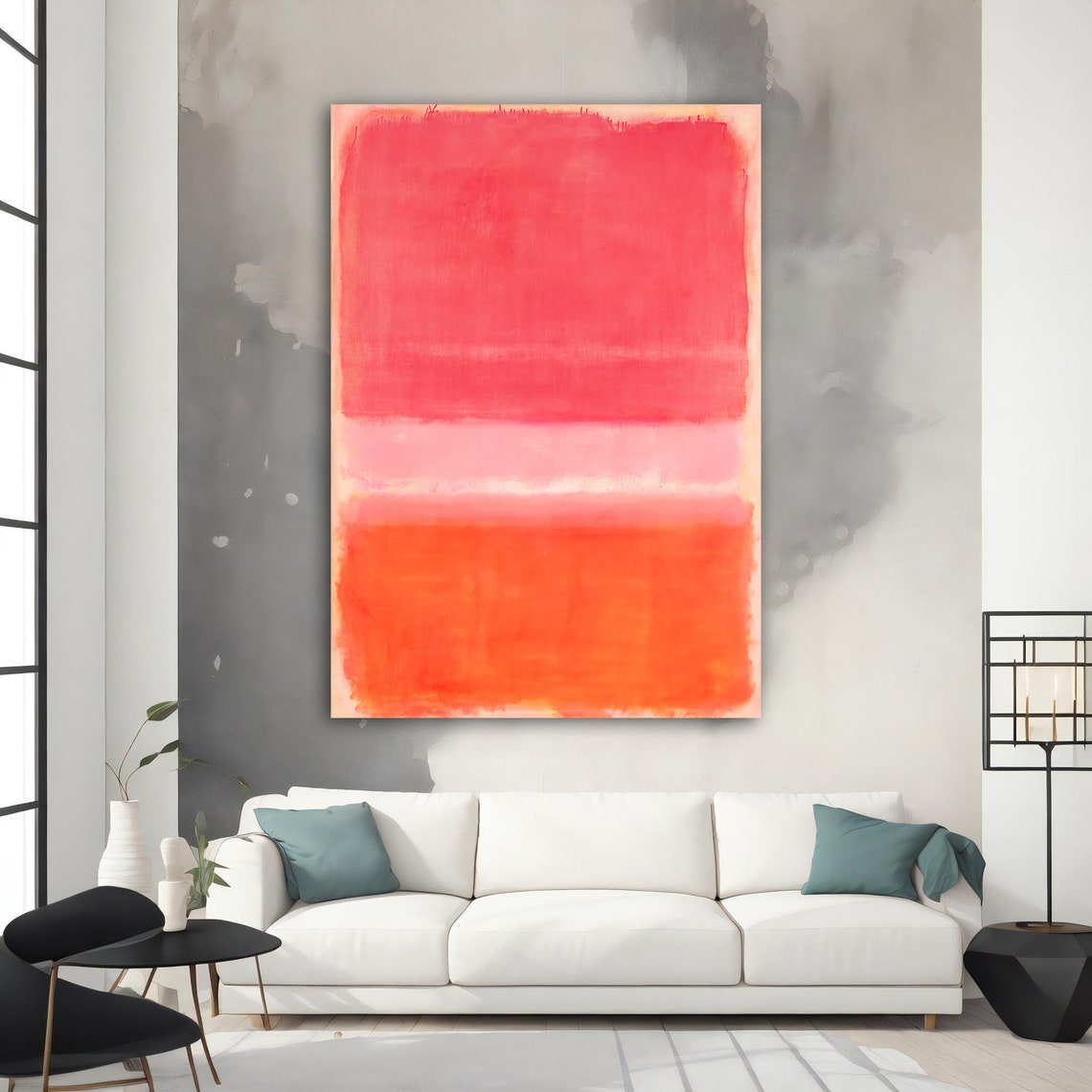 Mark Rothko Pink Coral Orange Color Field Abstract Art Print Poster - Image 2
