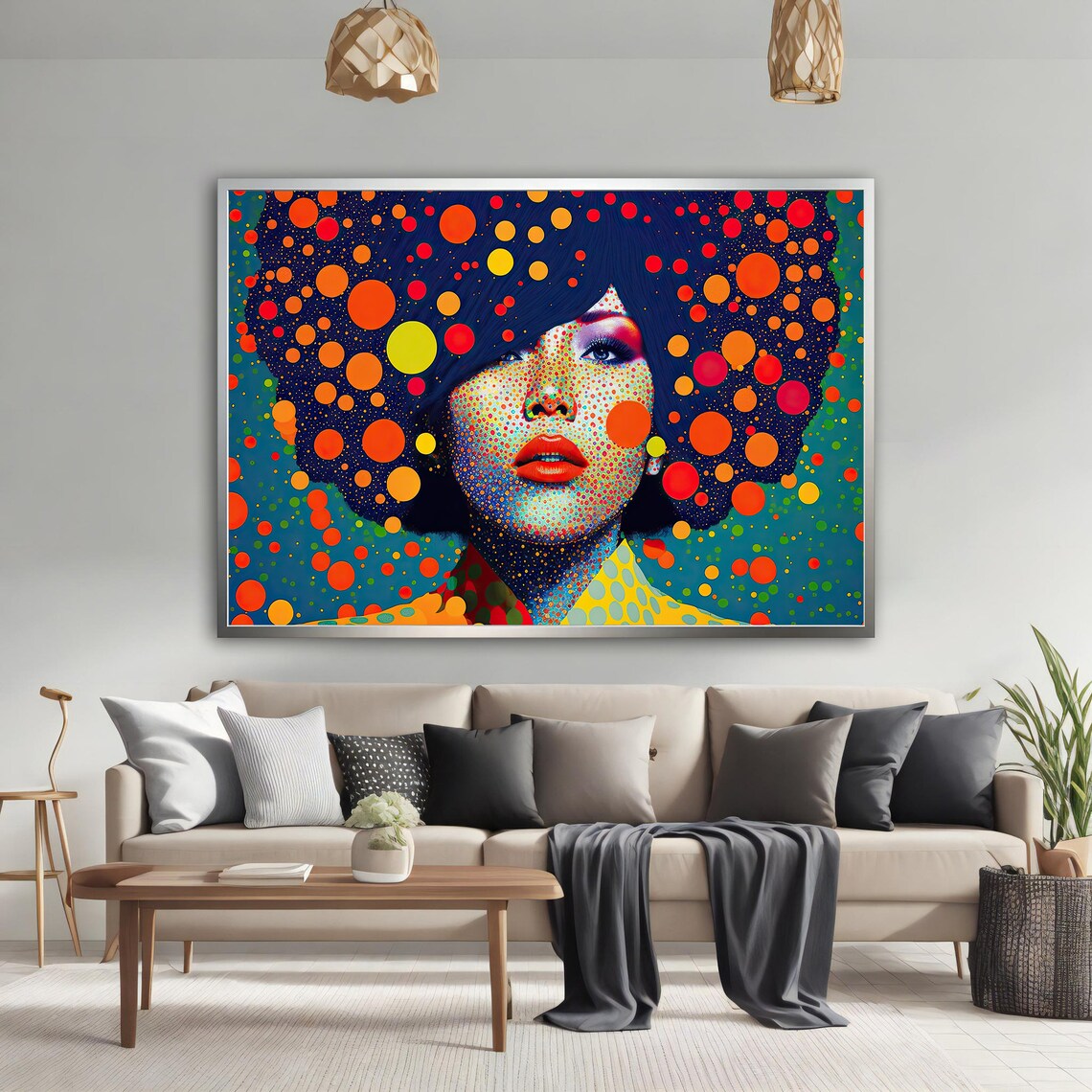 Colorful Woman Art Woman Portrait Wall Art Women Red Lip Print Abstract Girl Face Modern Wall Decor - Image 3