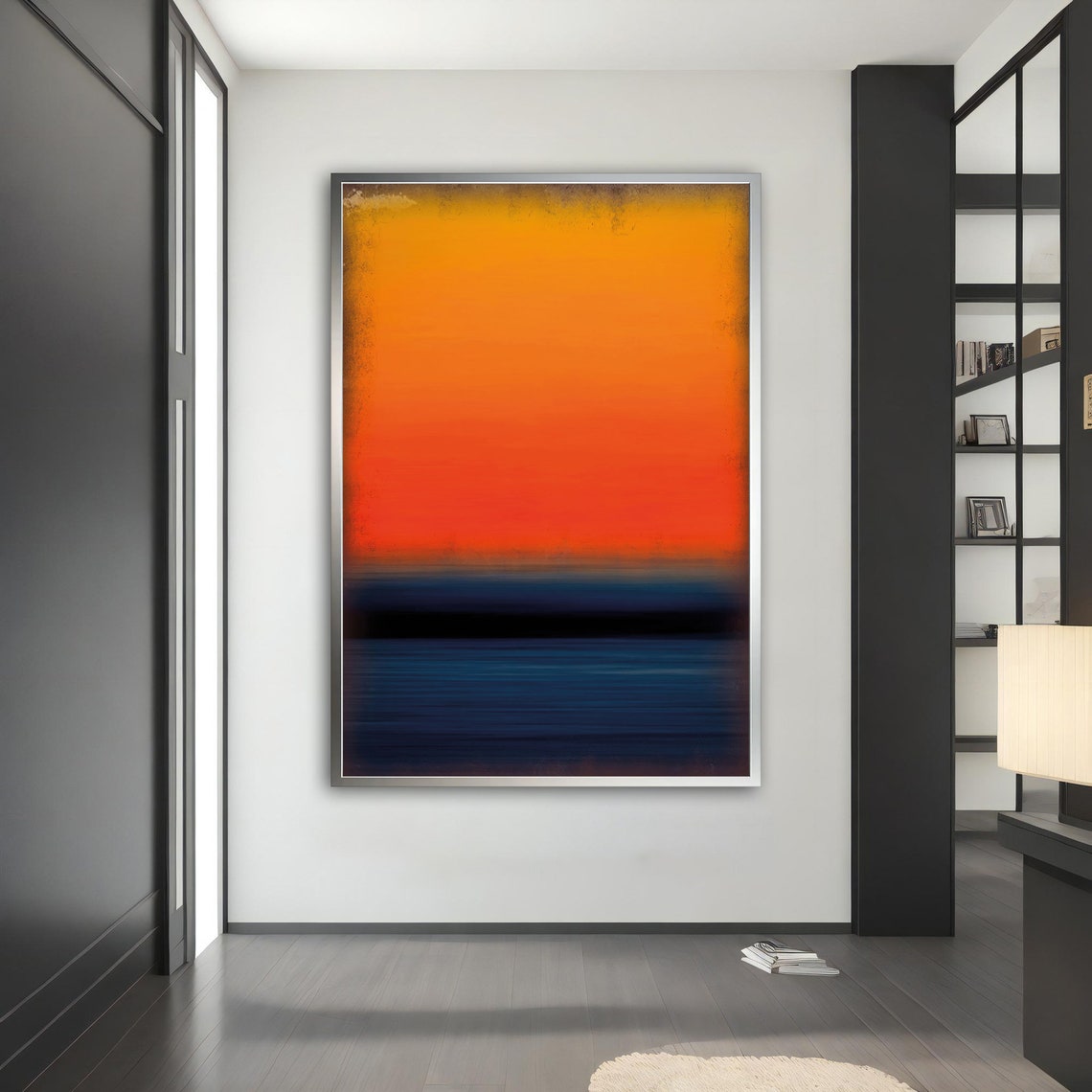 Rothko Style Sunset Orange Deep Blue Gradient Color Art Poster - Image 2