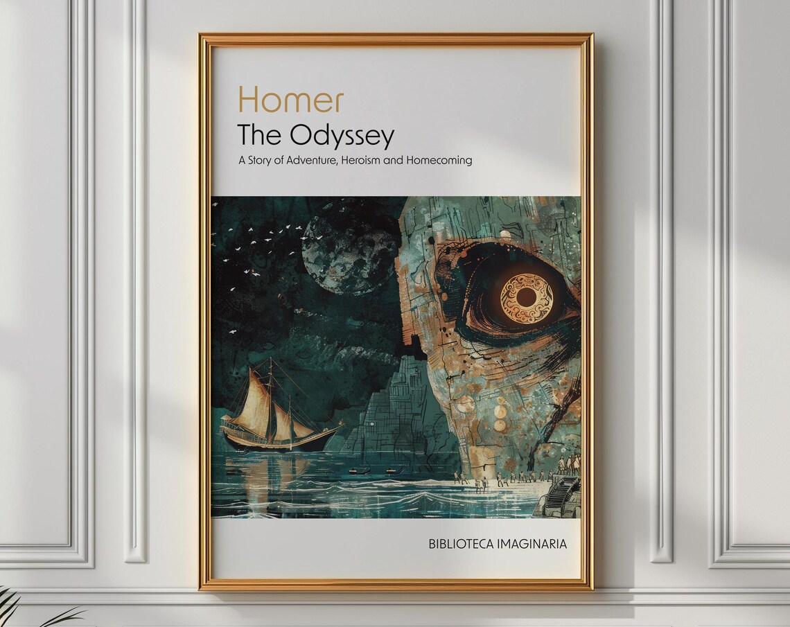 Homer The Odyssey Cyclops Eye Ship Epic Voyage Book Art Poster