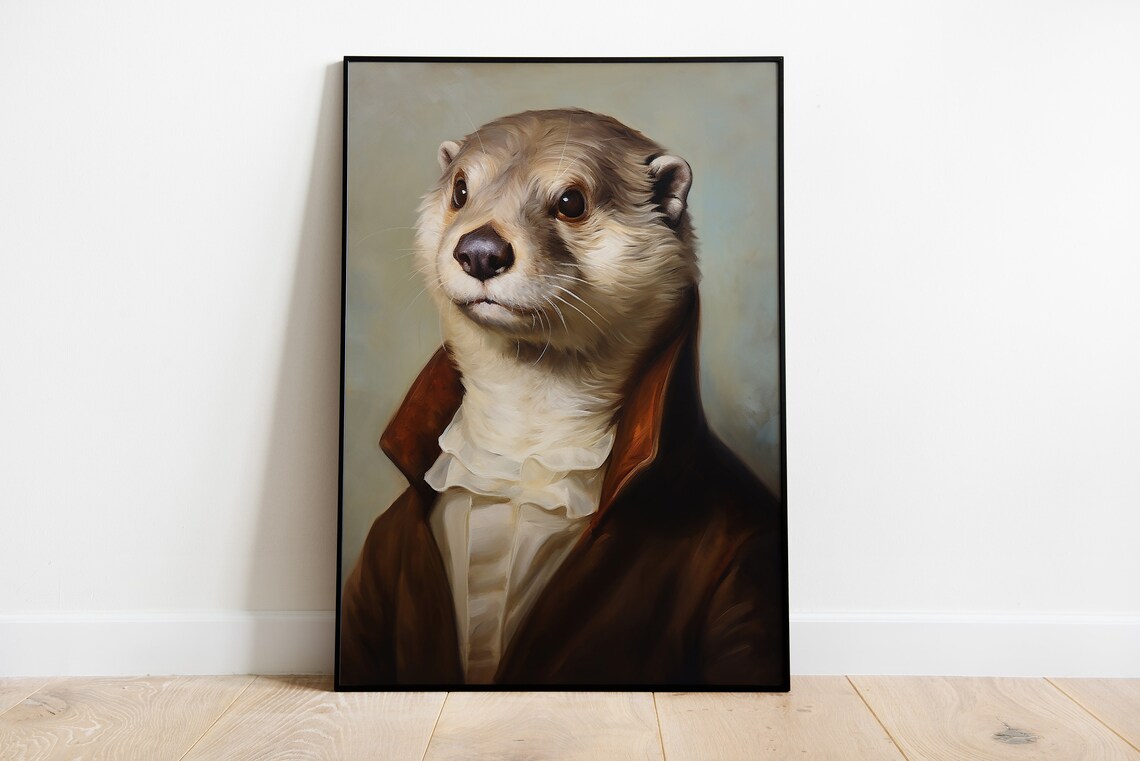 Renaissance Otter Portrait, Funny Animal Art Print