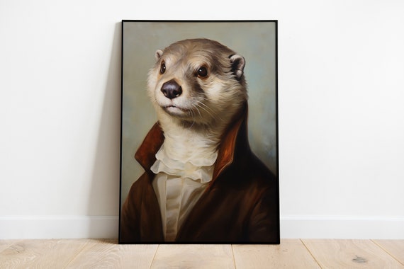 Renaissance Otter Portrait, Funny Animal Art Print