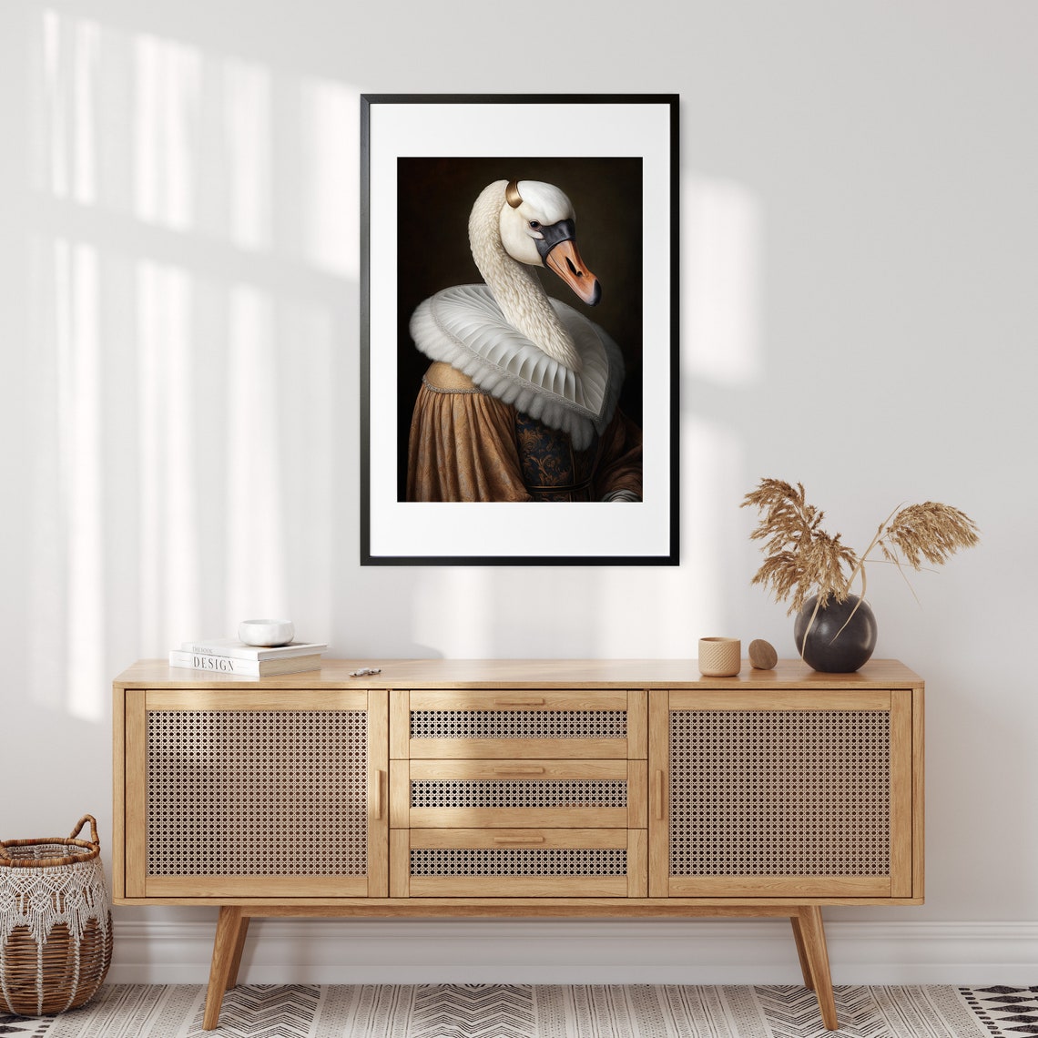 Regal Swan in Renaissance Ruff Collar Dark Moody Portrait Poster - Image 4