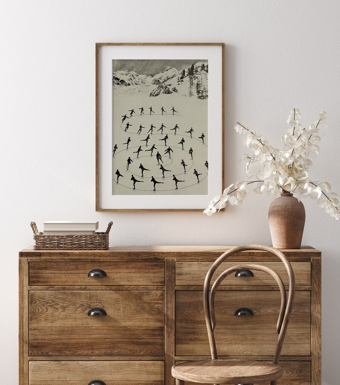 Figure Skating Vintage Winter Landscape Art Print - Image 2