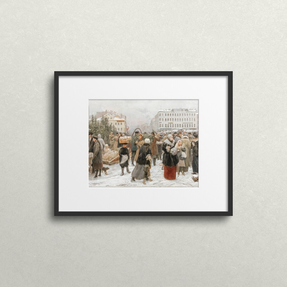 Christmas Tree Auction Christmas Oil Painting Vintage Christmas Art Print Vintage Christmas Tree Painting German Christmas L179 - Image 2
