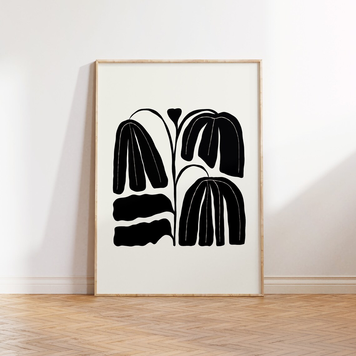 Dark Flowers Abstract Botanical Poster, Modern Decor
