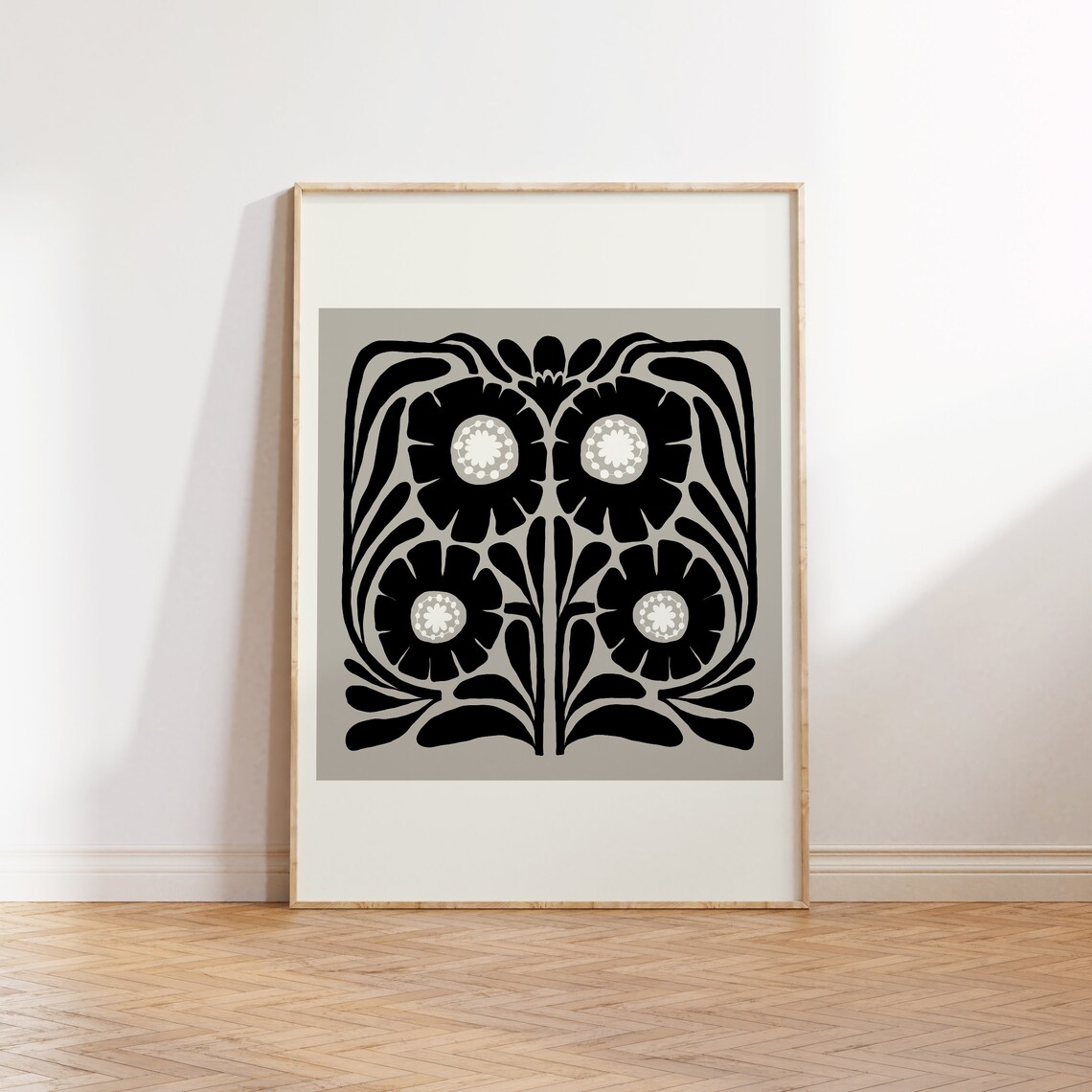 Black And White Floral Abstract Art Print
