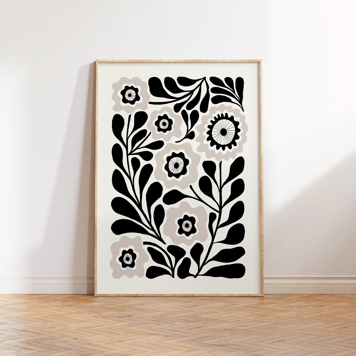 Abstract Black And White Flowers Art Print