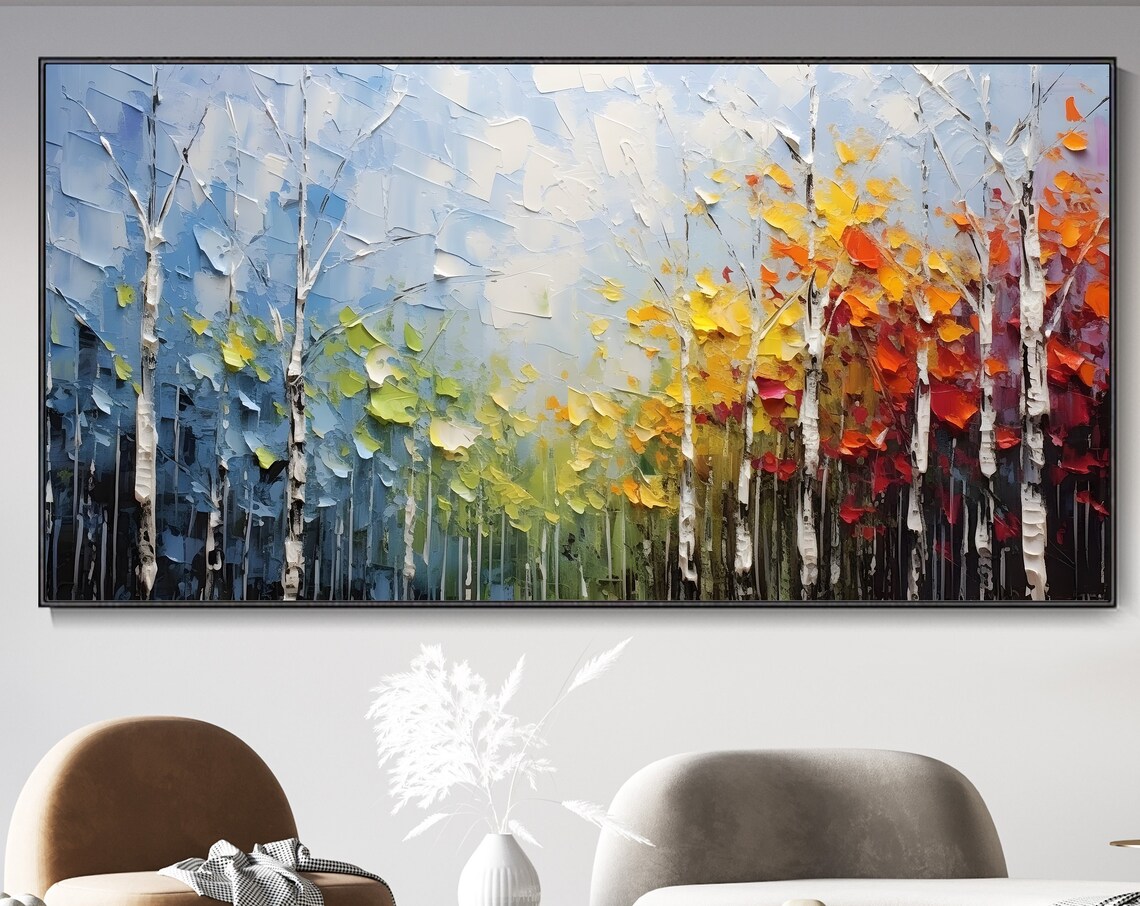 Blue Sky and Colorful Forest Oil Painting Art Print