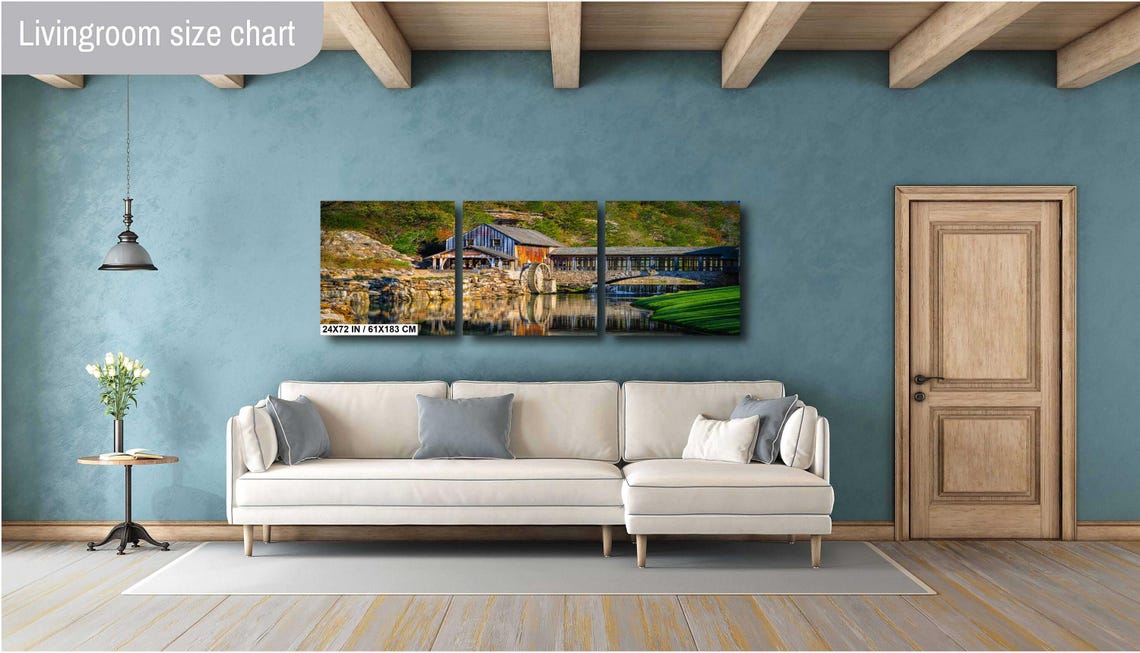 Dogwood Canyon Mill Waterwheel Stone Bridge Lake Reflection Poster - Image 3