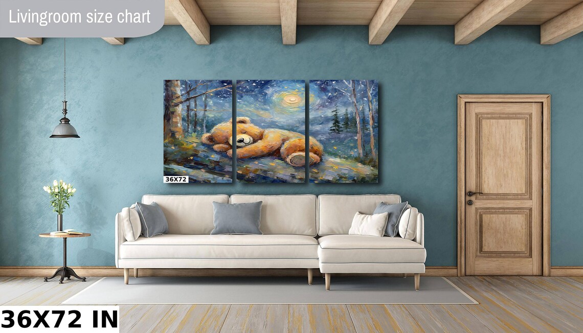 Teddy Bear Moon And Stars Nursery Decor Art Print - Image 2