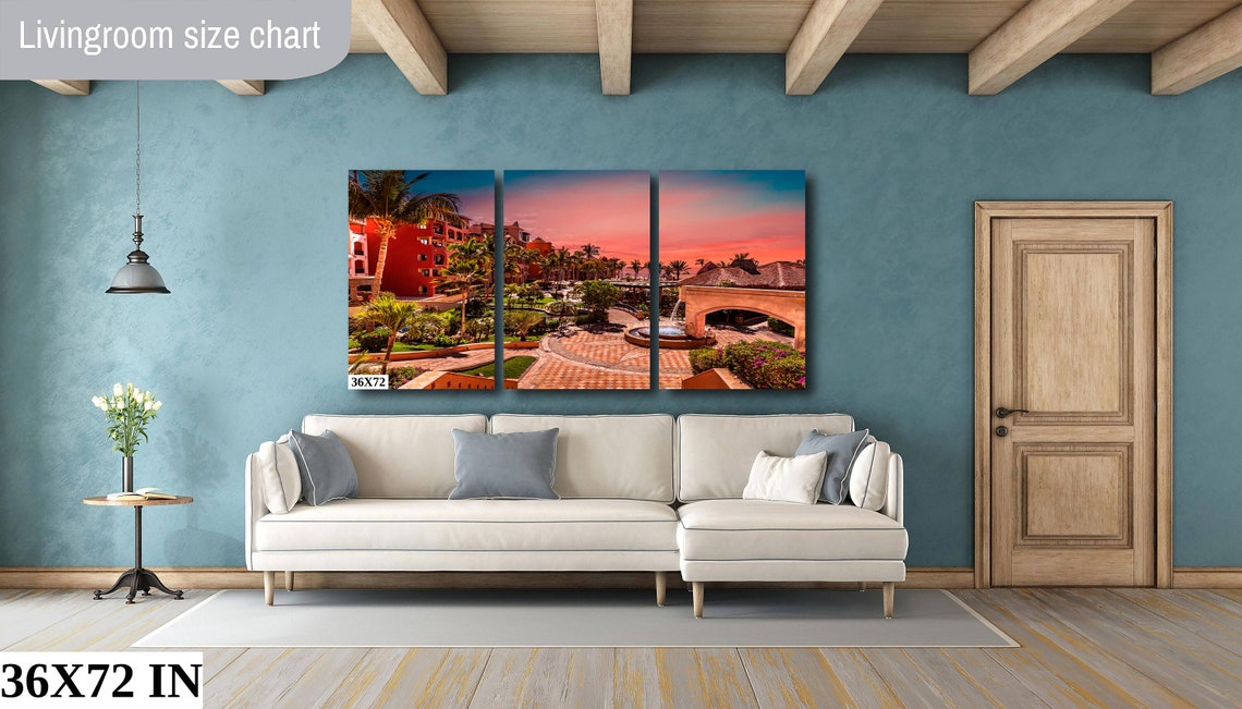 Playa Grande Resort Cabo Pink Sunset Palm Courtyard View Poster - Image 2