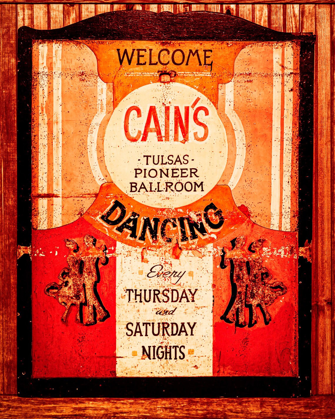 Cain's Ballroom Vintage Tulsa Dance Sign Thursday Saturday Poster