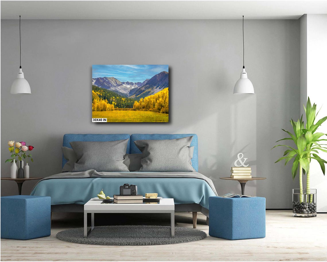 Colorado Mountain Valley Meadow Golden Aspens Snow Peaks Poster - Image 5