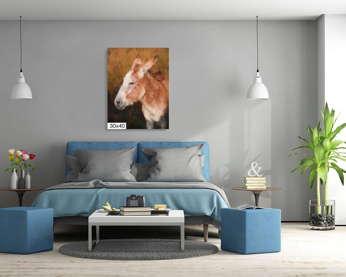 Sweet Burro Donkey Portrait Painterly Farm Animal Wall Art Poster - Image 5