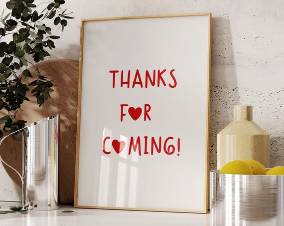 Cute Thanks For Coming Print Trendy Living Room Wall Decor Retro Kitchen Aesthetic Poster Minimalist Hand Drawn Kitchen Art