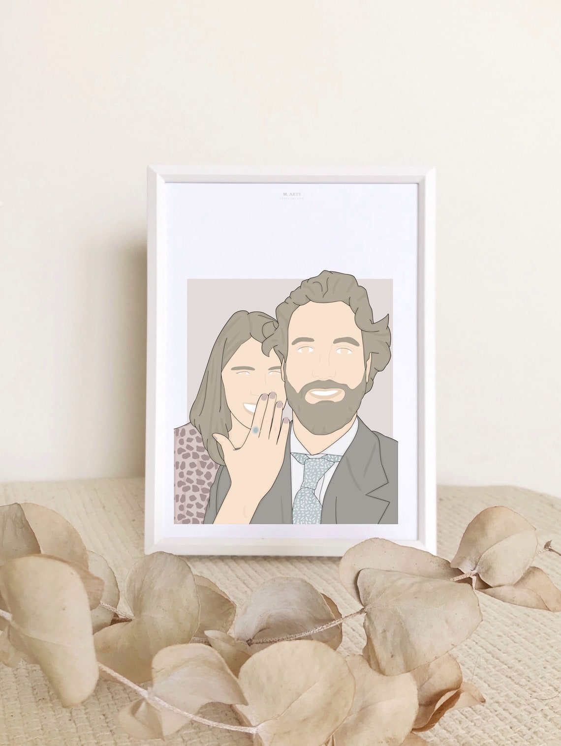 Couple Portrait Illustration Loved One Portrait Friend Group Gifts Portrait Painting From Photo Engagement Gift Illustration Custom Art - Image 3