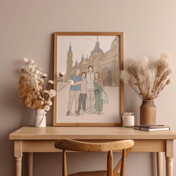 Personalized Family Portrait Unique Wedding Day Gift To Celebrate Loved Ones With A Custom Illustration