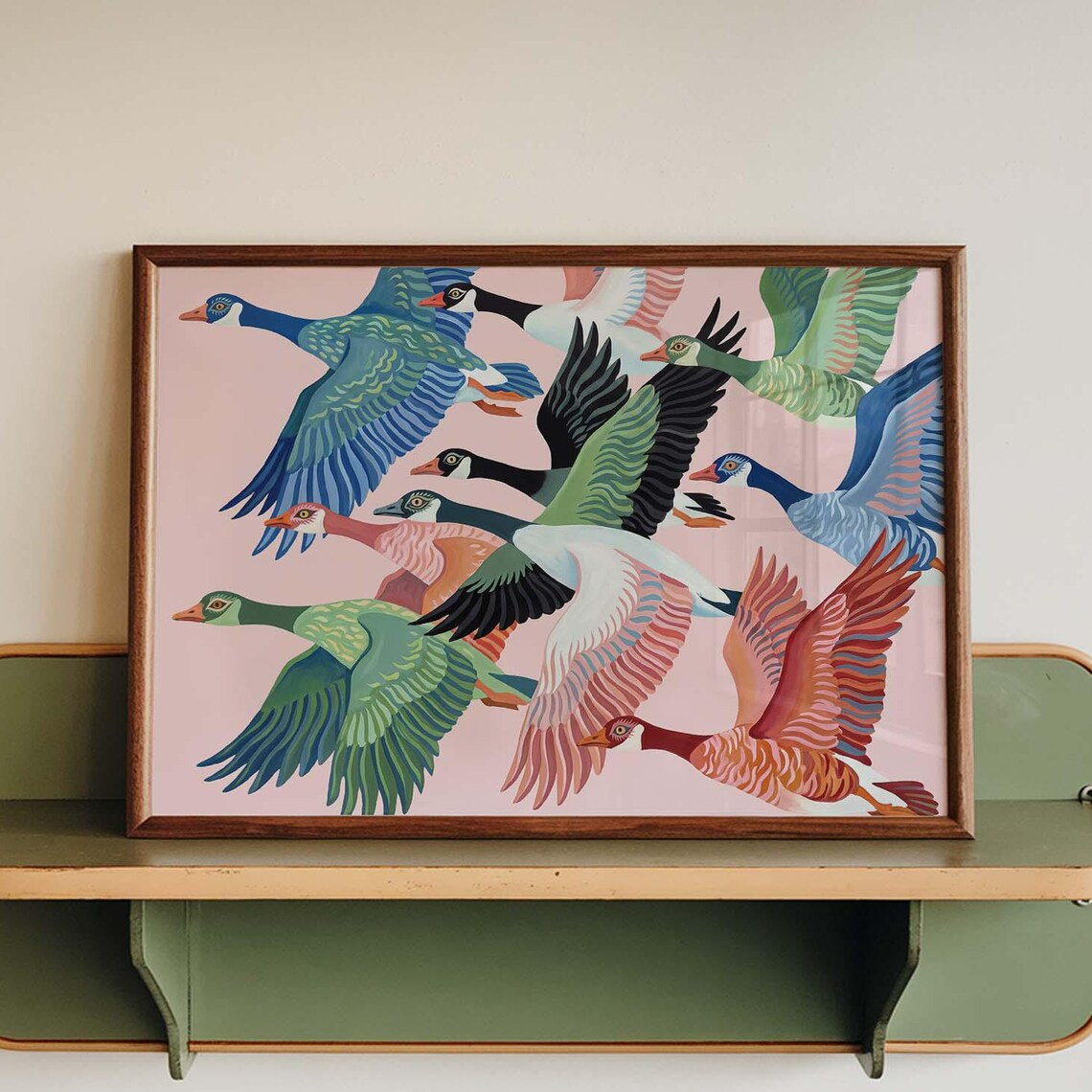 Flying Duck Wall Art Print, Maximalist Nursery Decor