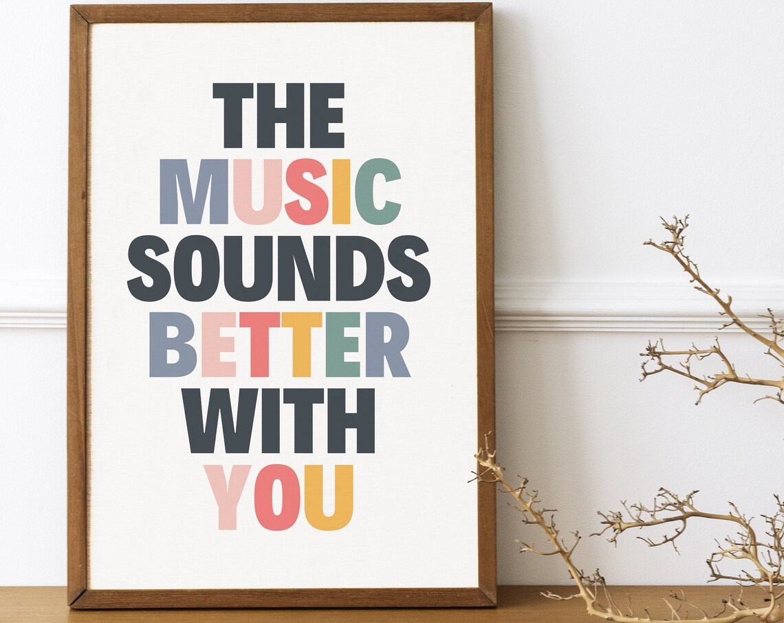 The Music Sounds Better With You Poster, Retro Love Decor